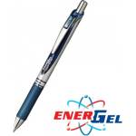 Pentel Автоматичен ролер Pentel Energel BL77 26809, син цвят на писане, дебелина на линията 0.7 mm, гел, сребрист, цената е за 1бр. (продава се в опаковка от 12бр. ) (OK26809)