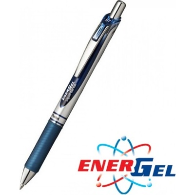 Pentel Автоматичен ролер Pentel Energel BL77, син цвят на писане, дебелина на линията 0.7 mm, гел, сребрист, цената е за 1бр. (продава се в опаковка от 12бр. ) (OK26809)