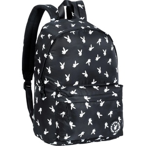 Playboy Ученическа раница, Playboy, Bunny Pattern, 45 x 33 x 18 см, Черен