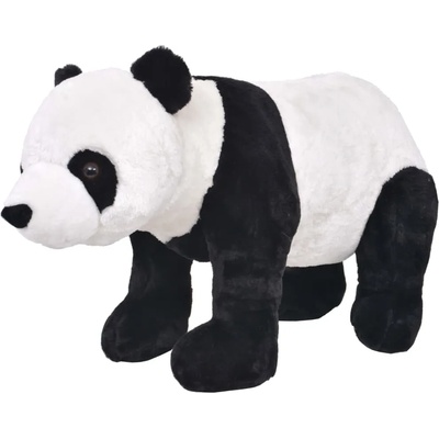 vidaXL Плюшена панда за яздене черно и бяло XXL (91339)