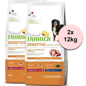 Natural Trainer Natural SENSITIVE Без Глутен Възрастни Средни / Макси Патешко 2 x 12 кг