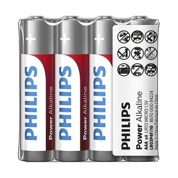 Philips Батерии алкални Philips Power AAA, 1.5V, 4бр (LR03P4F/10)
