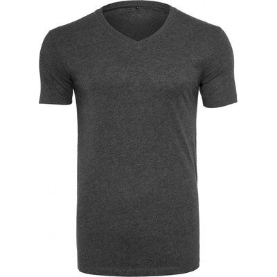 Build Your Brand pánske tričko s výstrihom do V BY006 charcoal Heather