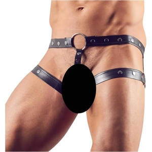 Svenjoyment - мъжки harness с пенис пръстен - черен - M/L