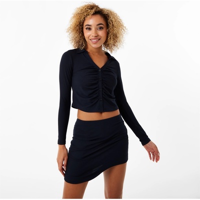 Jack Wills Ruched Button Up Shirt - Black