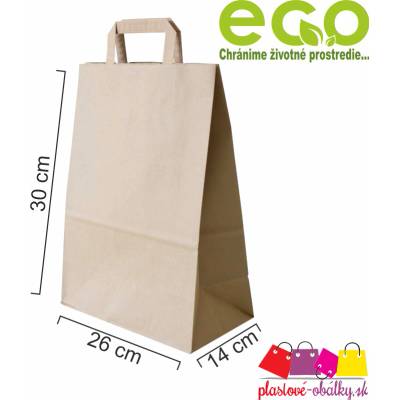 Zawmark Plus Taška papierová 26x14x30cm hnedá, ploché ucho 250ks/bal