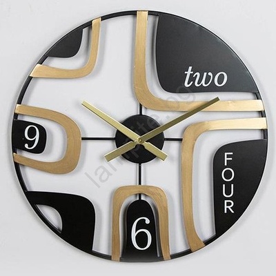 EUROLAMP Стенен часовник 1xAA Ø 60 см черен/златист (EU0552)