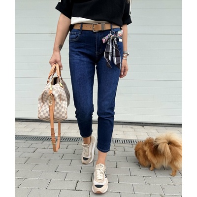 Made in Italy Tmavě modré džíny MOM FIT LUXORIOS