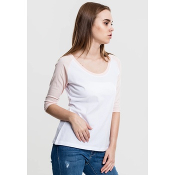 Urban Classics Дамска блуза Urban Classics wht/pink с 3/4 ръкавиUB-TB733-00234 - Бял, размер XS