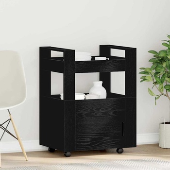vidaXL Кухненска количка Черен дъб 60 x 45 x 80 см Инженерно дърво (862122)