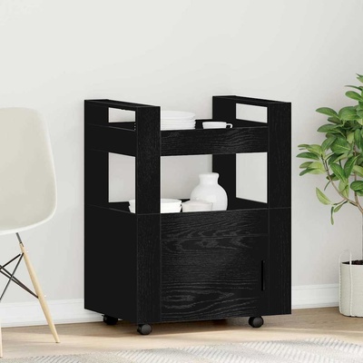 vidaXL Кухненска количка Черен дъб 60 x 45 x 80 см Инженерно дърво (862122)