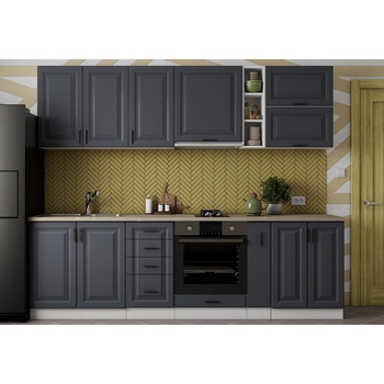 Кухня Soft Premier 11 260cm бял и МДФ графит