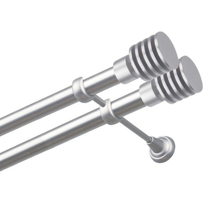OK-GarnýžeCZ Garnýž kovová dvouřadá 25/25mm Talarki double satina 150 cm do stěny / na tunýlek - bez kroužků