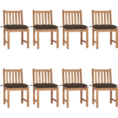 vidaXL Градински столове 8 бр с възглавници тиково дърво масив (3073165)