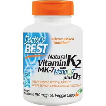 Image 1 of Doctor's Best BEST Natural Vitamin K2 MK-7 180 mcg | Plus D-3 [60 капсули]