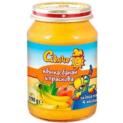 Слънчо пюре ябълка, банан и праскова - 190 г