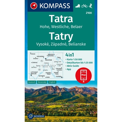 2100 Tatry- Vysoké, Západné, Belianske 1: 50 000 KOMPASS