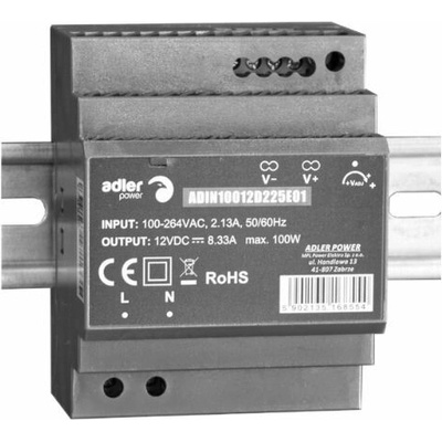 ADLER ADIN Priemyselný zdroj na DIN 12 / 24 V - 12V, 100W