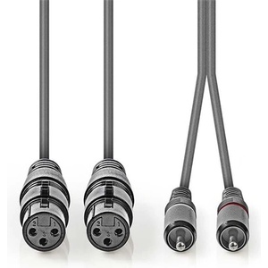 Nedis COTH15230GY15 балансиран/симетричен полупрофесионален аудиокабел, 2x XLR гнездо - 2x RCA щепсел, 1, 5 м (COTH15230GY15)