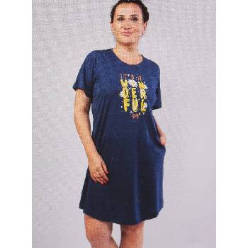 Макси нощница в цвят индиго с надпис и маргаритки