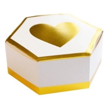 Darčekové krabičky Gold - zlaté srdce 9 x 5 cm - 8 ks