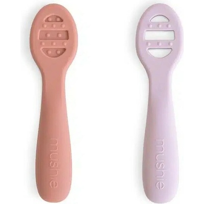 Mushie prvé lyžičky na príkrmy rose soft lilac 2 ks