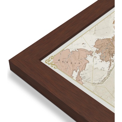 Maps International Svět - nástěnná mapa Antique 136 x 84 cm Varianta: mapa v dřevěném rámu, Provedení: Pegi višeň