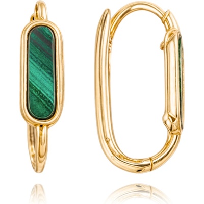 Minet elegantní zlaté náušnice se zeleným malachitem Au 585/1000