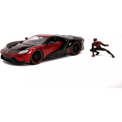 Jada Toys Spider-Man Marvel Hollywood Rides Diecast Model 2017 Ford GT s figurkou Miles Morales 1:24