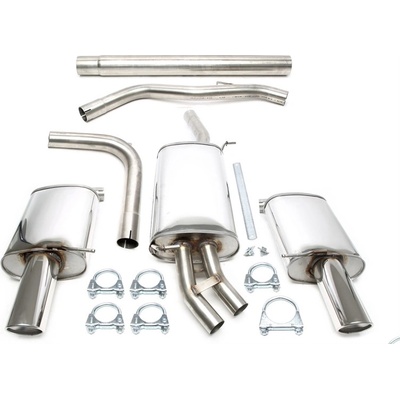 TA Technix sportovní nerezový duplex výfuk Audi A4 sedan + Avant (8E/B7, 2005-2008), 1x 100 mm kulatá rovná nerezová koncovka s pertlem pro obě strany