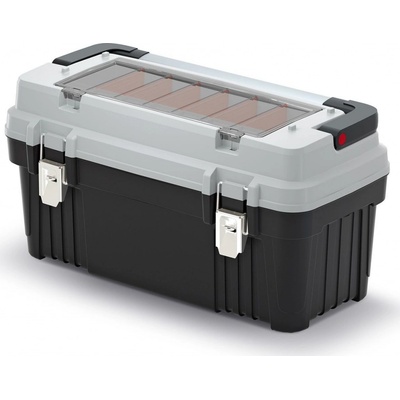 Prosperplast Kufr na nářadí Optima šedý 586x296x305 přepážky