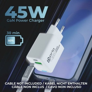  Зарядно устройство prio 45w usb c + usb a (43901)