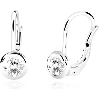 Duppi dámske náušnice okrúhle DU 32037 z bieleho zlata s kamienkami bielymi zapínanie klapka