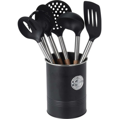 EH Excellent Houseware Sada kuchyňského náčiní, 6 prvků v kovovém stojanu černá