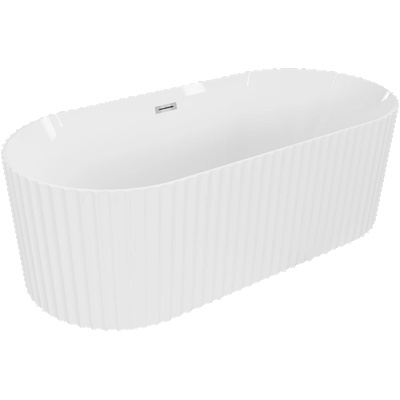 Mexen Paola самостоятелна вана ryflowana 150 x 75 cm, бял блясък, хромиран преливник - 52721507500-01 (52721507500-01)