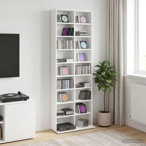vidaXL Кабинет за CD Бяло 65 x 23, 5 x 175 см Инженерна дървесина (8012658)