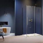 Radaway Правоъгълна душ кабина с плъзгаща врата Radaway Furo KDJ 120x100, профил четкано злато, дясно (10104622-99-01R+10110580-01-01+10113100-01-01)