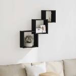 vidaXL Стенни кубични рафтове, черен дъб, 68x15x68 см, инженерно дърво (862410)