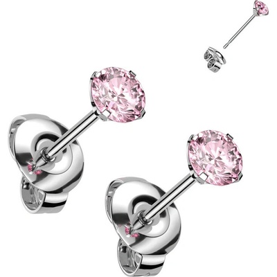 Steel Edge Titánové náušnice kôstky so zirkónmi SET23ER01-Pink 3mm