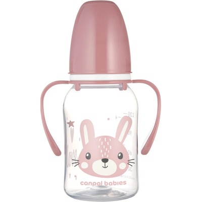 Canpol babies kojenecká láhev Cute Animals s úchyty růžový zajíček 120 ml