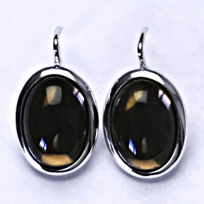 Čištín Zlaté náušnice ,bílé i žluté zlato ,přírodní kámen záhněda - NK 1454