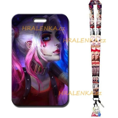 Šňůrka na krk 22531 s cedulkou světlá batman Harley Quinn
