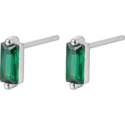 Nefertitis Stříbrné náušnice pecky se zirkony DARK GREEN NF63138 3 x 7,8 mm, 0,73 g