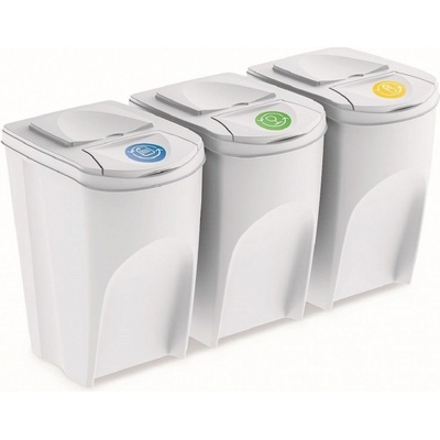 Prosperplast Odpadkový kôš na triedený odpad sada SORTIBOX 3 x 35 l biela