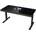 LORGAR Dual-motor sit/stand adjustable-height gaming desk with built-in PC case, wireless charger, RGB lighting, control panel, and USB ports, tempered glass tabletop, black (LRG-DE90G)