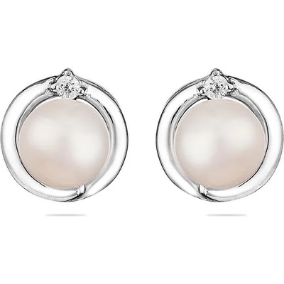 Swan Сребърни обици със сладководни бели перли SE0253W Swan