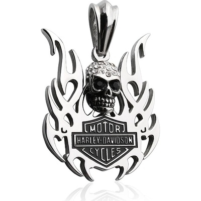 BM Jewellery Přívěsek HARLEY DAVIDSON s lebkou z chirurgické oceli S335120