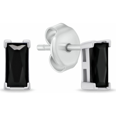 Brilio Silver Stříbrné náušnice s černými kubickými zirkony EA1176WBC