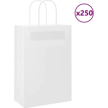 vidaXL Хартиени торбички 250 бр с дръжки бели 21x11x31 см (4101616)