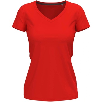 Stedman stretch-t v-neck st9710 / Дамска еластична тениска с v-образно деколте - алено червена xs (st9710srexs)